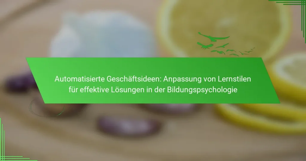 Automatisierte Geschäftsideen: Anpassung von Lernstilen für effektive Lösungen in der Bildungspsychologie