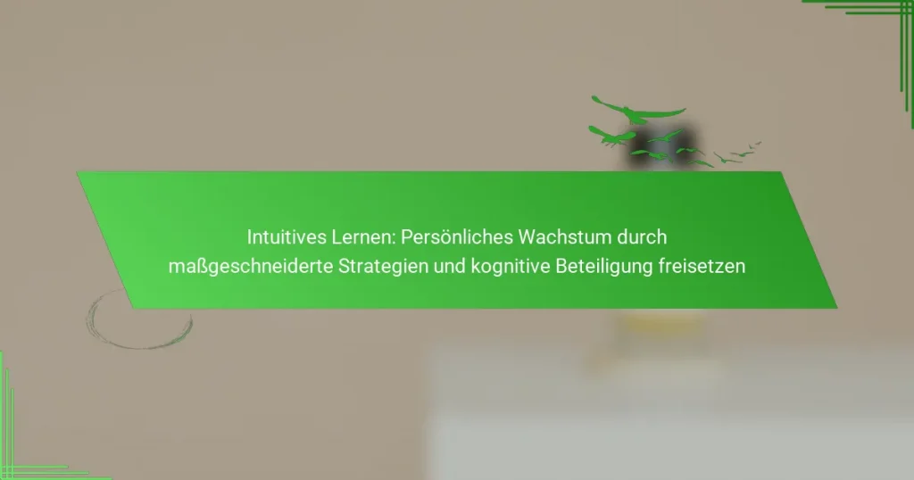 Intuitives Lernen: Persönliches Wachstum durch maßgeschneiderte Strategien und kognitive Beteiligung freisetzen