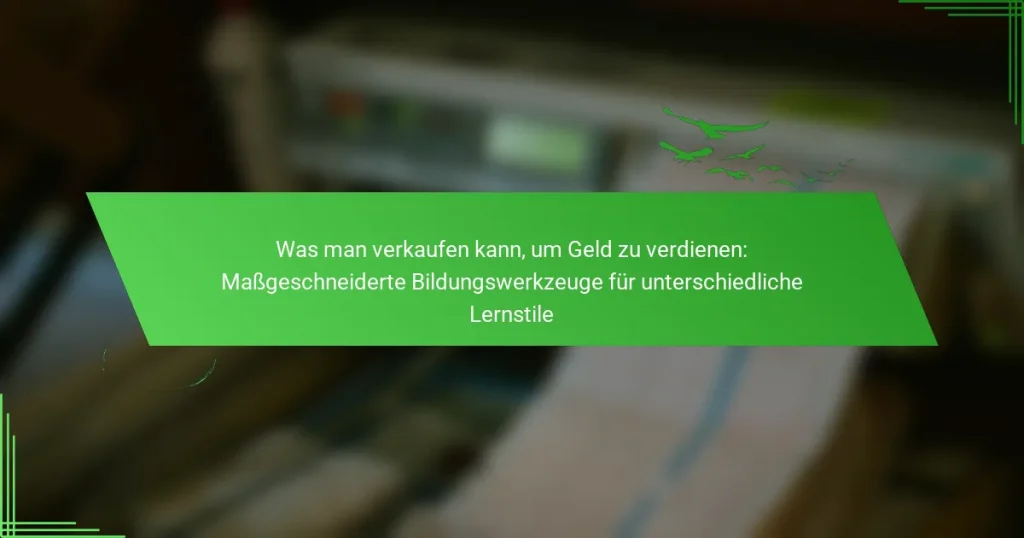Was man verkaufen kann, um Geld zu verdienen: Maßgeschneiderte Bildungswerkzeuge für unterschiedliche Lernstile