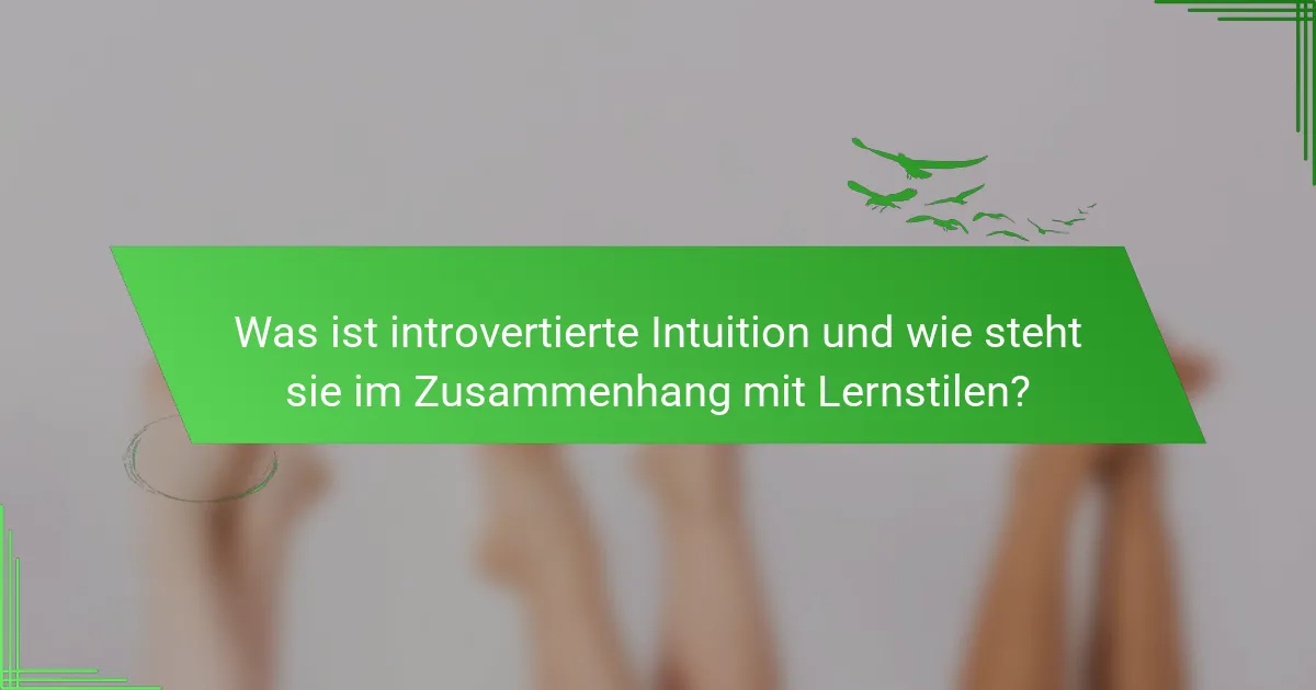 Was ist introvertierte Intuition und wie steht sie im Zusammenhang mit Lernstilen?
