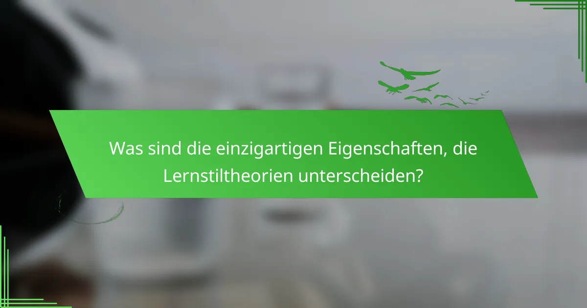 Was sind die einzigartigen Eigenschaften, die Lernstiltheorien unterscheiden?