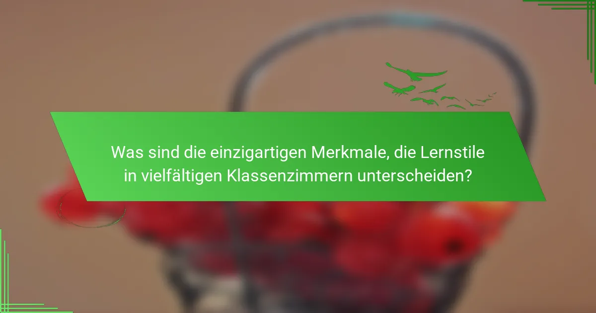 Was sind die einzigartigen Merkmale, die Lernstile in vielfältigen Klassenzimmern unterscheiden?