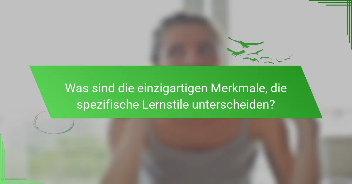Was sind die einzigartigen Merkmale, die spezifische Lernstile unterscheiden?