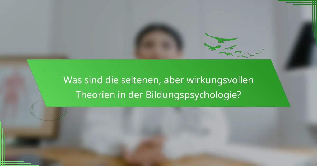 Was sind die seltenen, aber wirkungsvollen Theorien in der Bildungspsychologie?