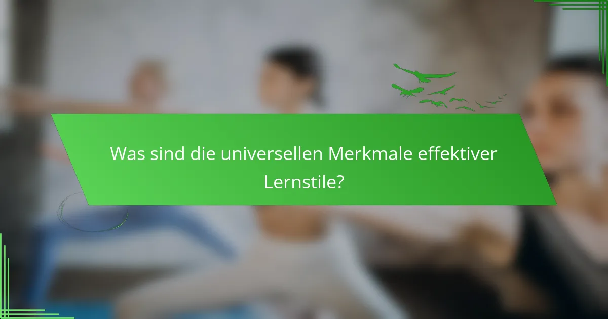 Was sind die universellen Merkmale effektiver Lernstile?