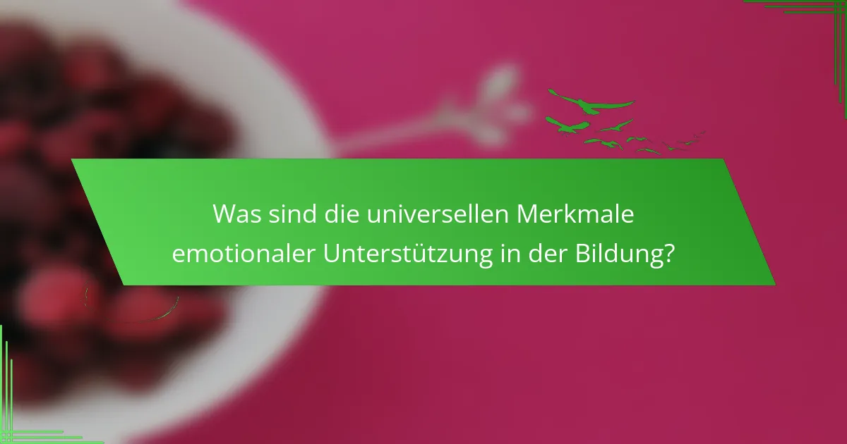 Was sind die universellen Merkmale emotionaler Unterstützung in der Bildung?