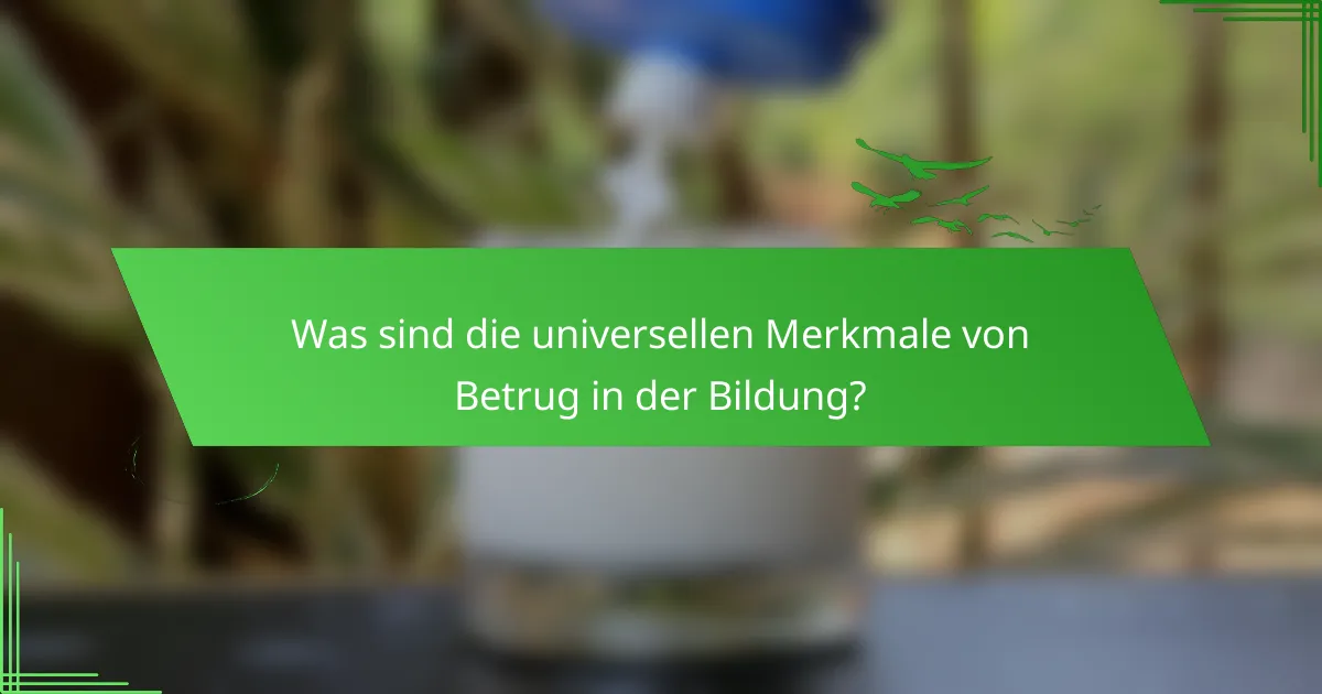 Was sind die universellen Merkmale von Betrug in der Bildung?