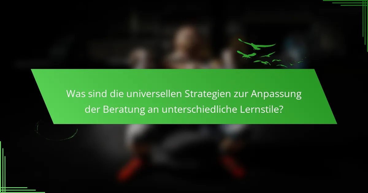 Was sind die universellen Strategien zur Anpassung der Beratung an unterschiedliche Lernstile?