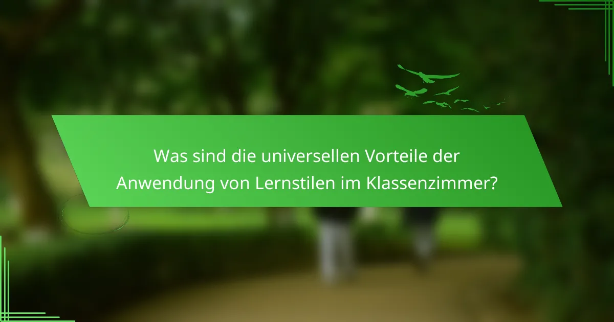Was sind die universellen Vorteile der Anwendung von Lernstilen im Klassenzimmer?
