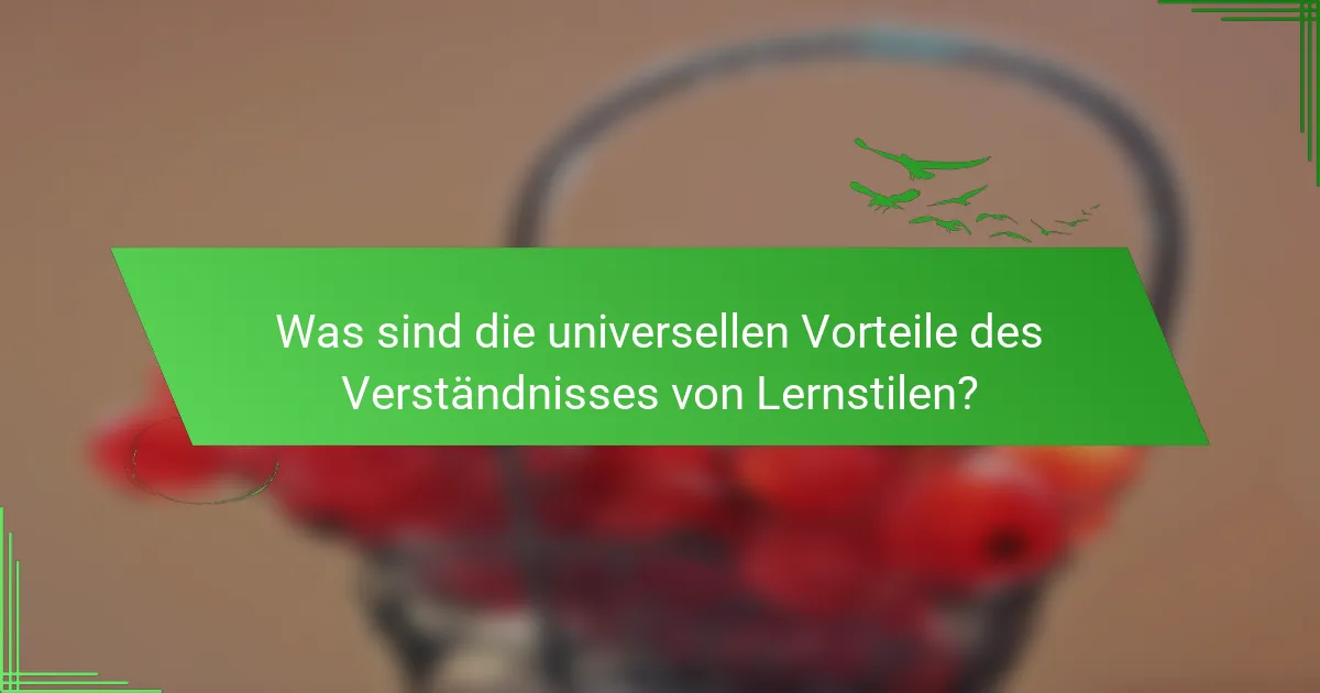 Was sind die universellen Vorteile des Verständnisses von Lernstilen?