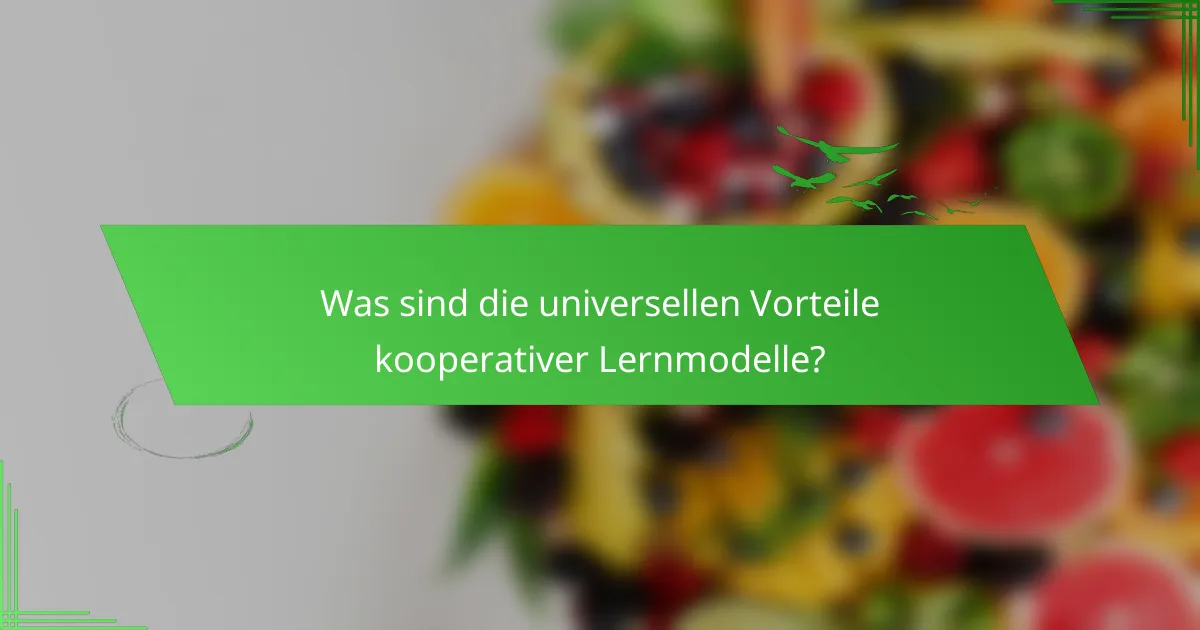 Was sind die universellen Vorteile kooperativer Lernmodelle?
