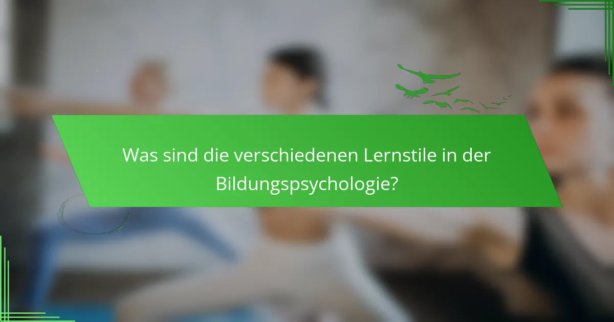 Was sind die verschiedenen Lernstile in der Bildungspsychologie?