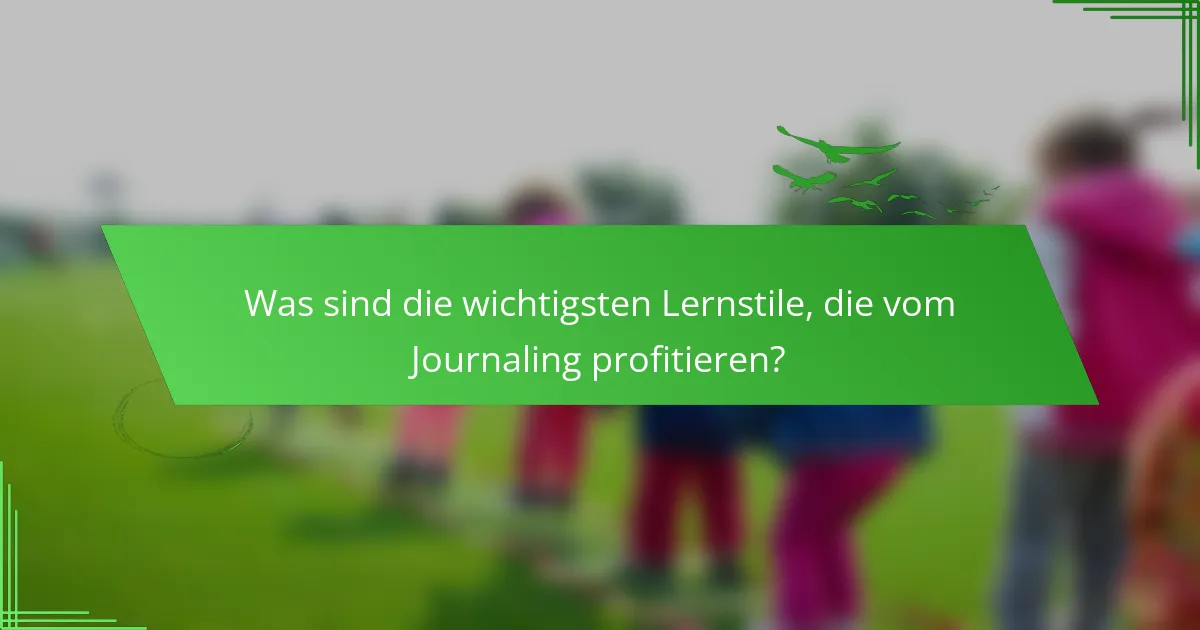 Was sind die wichtigsten Lernstile, die vom Journaling profitieren?