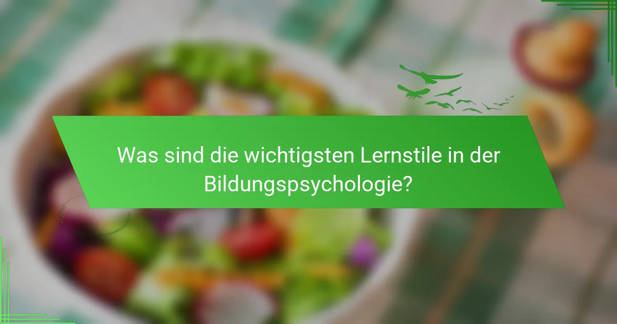 Was sind die wichtigsten Lernstile in der Bildungspsychologie?