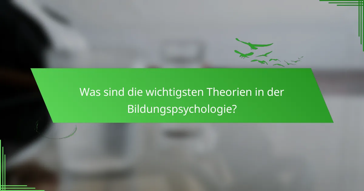 Was sind die wichtigsten Theorien in der Bildungspsychologie?