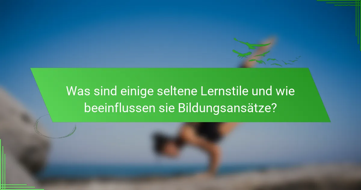 Was sind einige seltene Lernstile und wie beeinflussen sie Bildungsansätze?
