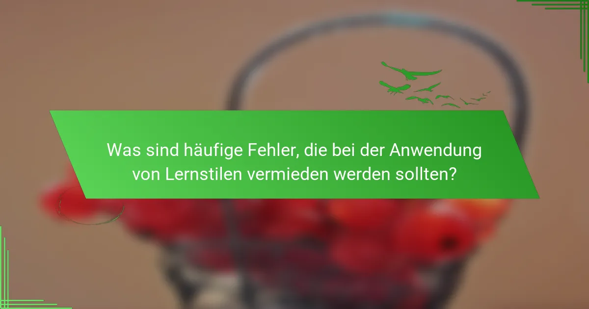 Was sind häufige Fehler, die bei der Anwendung von Lernstilen vermieden werden sollten?