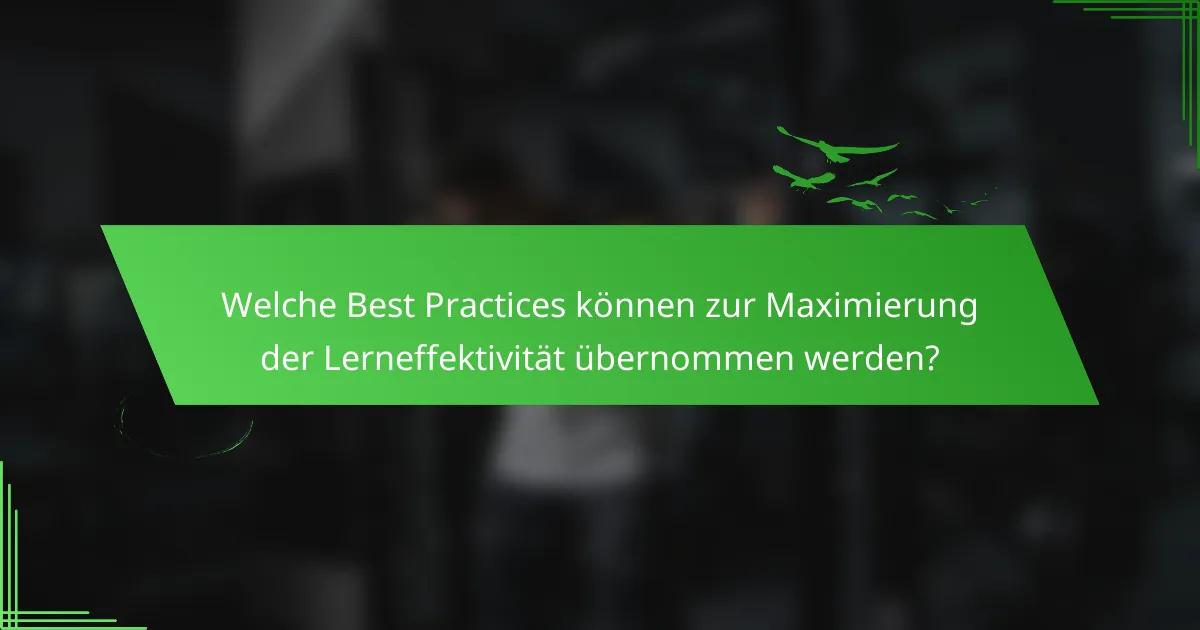 Welche Best Practices können zur Maximierung der Lerneffektivität übernommen werden?