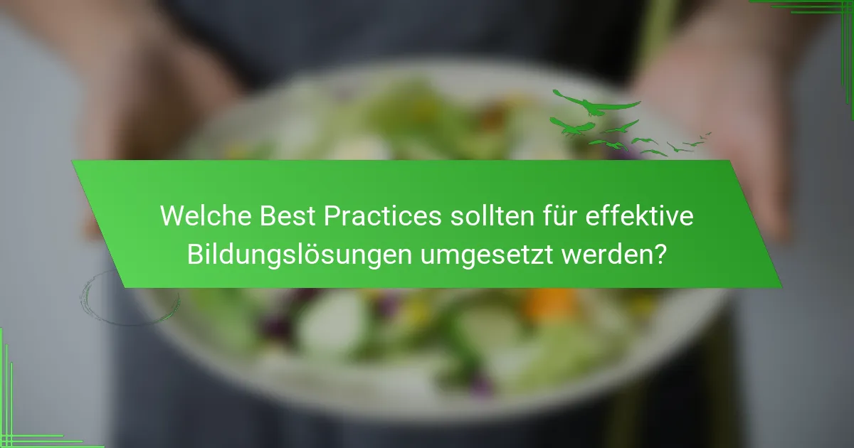 Welche Best Practices sollten für effektive Bildungslösungen umgesetzt werden?