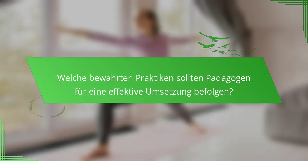 Welche bewährten Praktiken sollten Pädagogen für eine effektive Umsetzung befolgen?