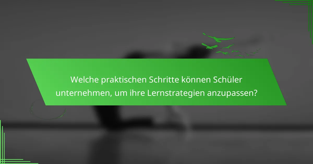 Welche praktischen Schritte können Schüler unternehmen, um ihre Lernstrategien anzupassen?