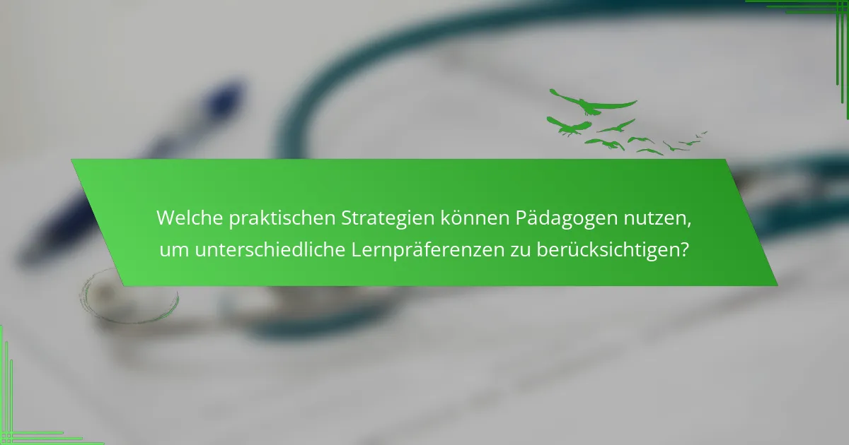 Welche praktischen Strategien können Pädagogen nutzen, um unterschiedliche Lernpräferenzen zu berücksichtigen?