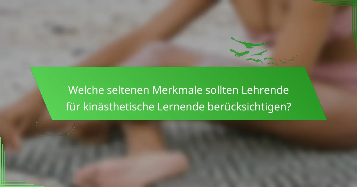 Welche seltenen Merkmale sollten Lehrende für kinästhetische Lernende berücksichtigen?