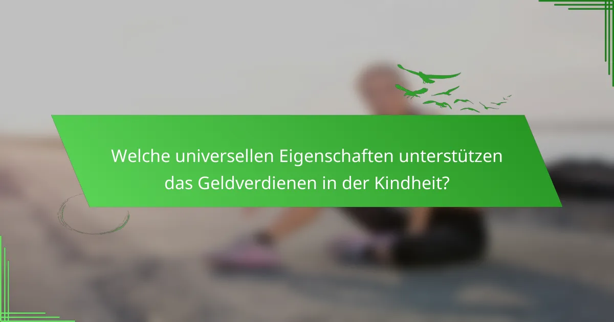 Welche universellen Eigenschaften unterstützen das Geldverdienen in der Kindheit?