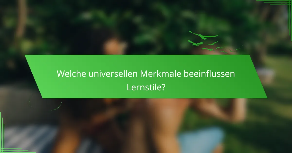 Welche universellen Merkmale beeinflussen Lernstile?