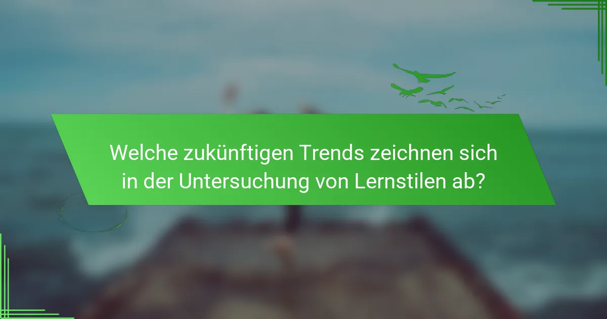 Welche zukünftigen Trends zeichnen sich in der Untersuchung von Lernstilen ab?