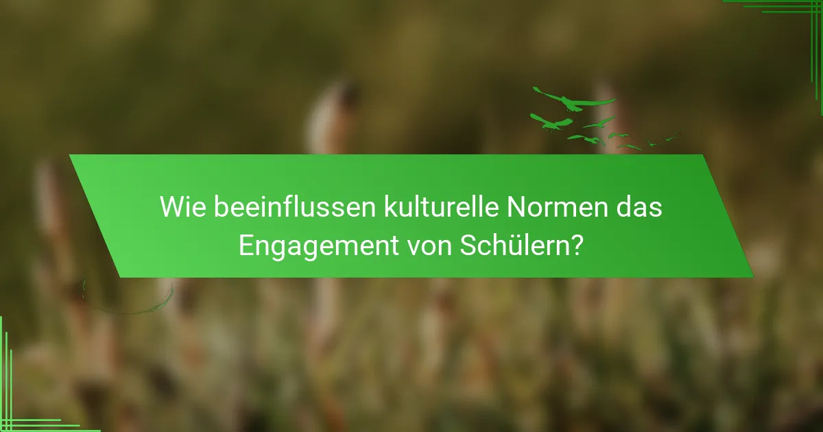 Wie beeinflussen kulturelle Normen das Engagement von Schülern?