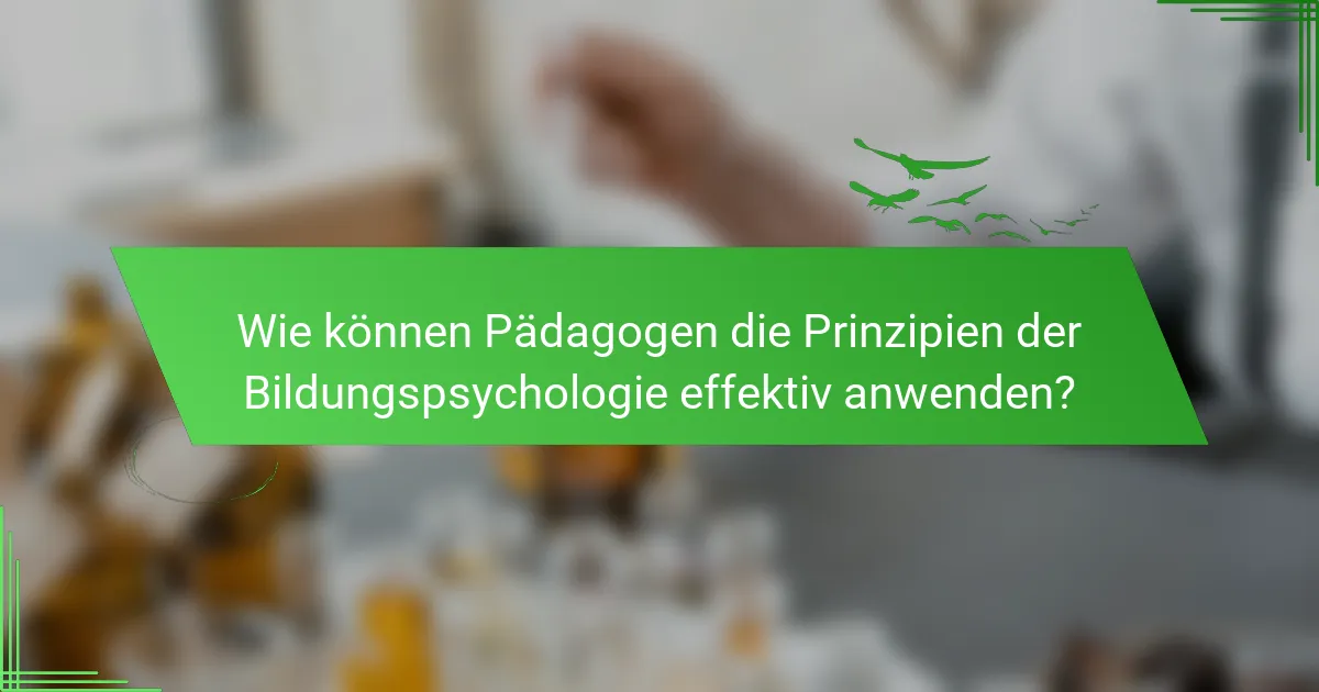 Wie können Pädagogen die Prinzipien der Bildungspsychologie effektiv anwenden?