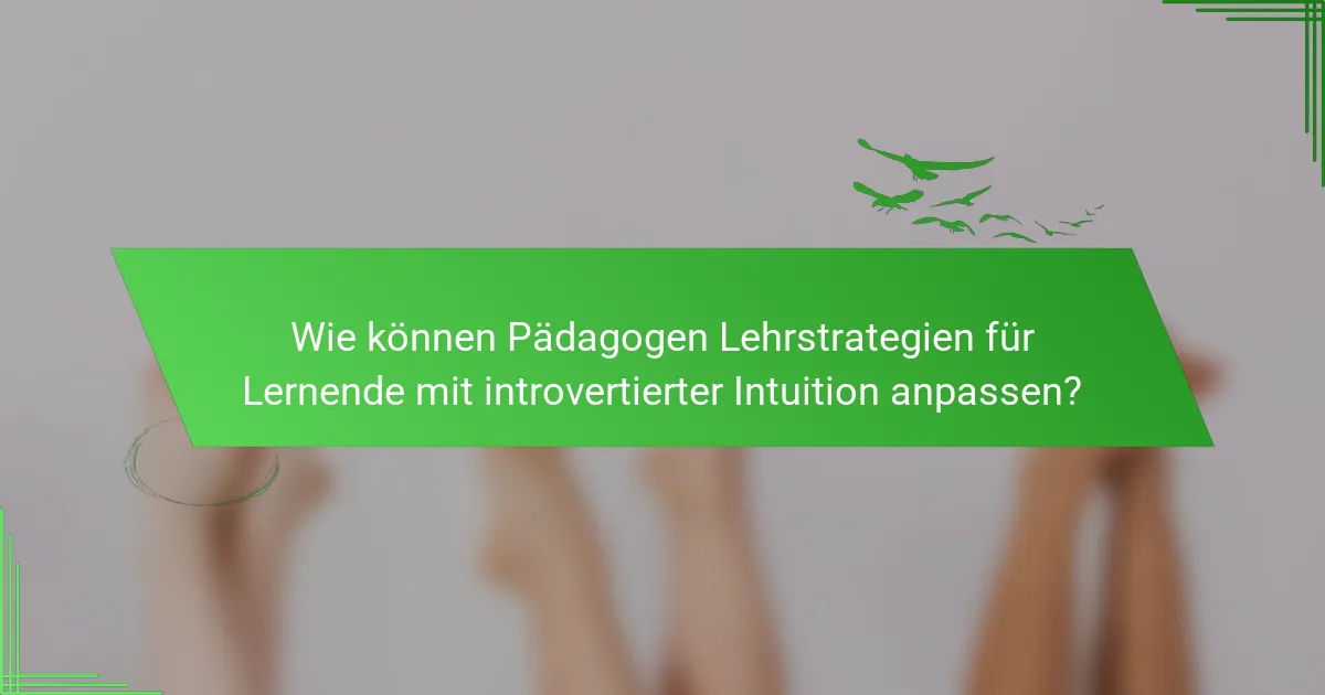 Wie können Pädagogen Lehrstrategien für Lernende mit introvertierter Intuition anpassen?