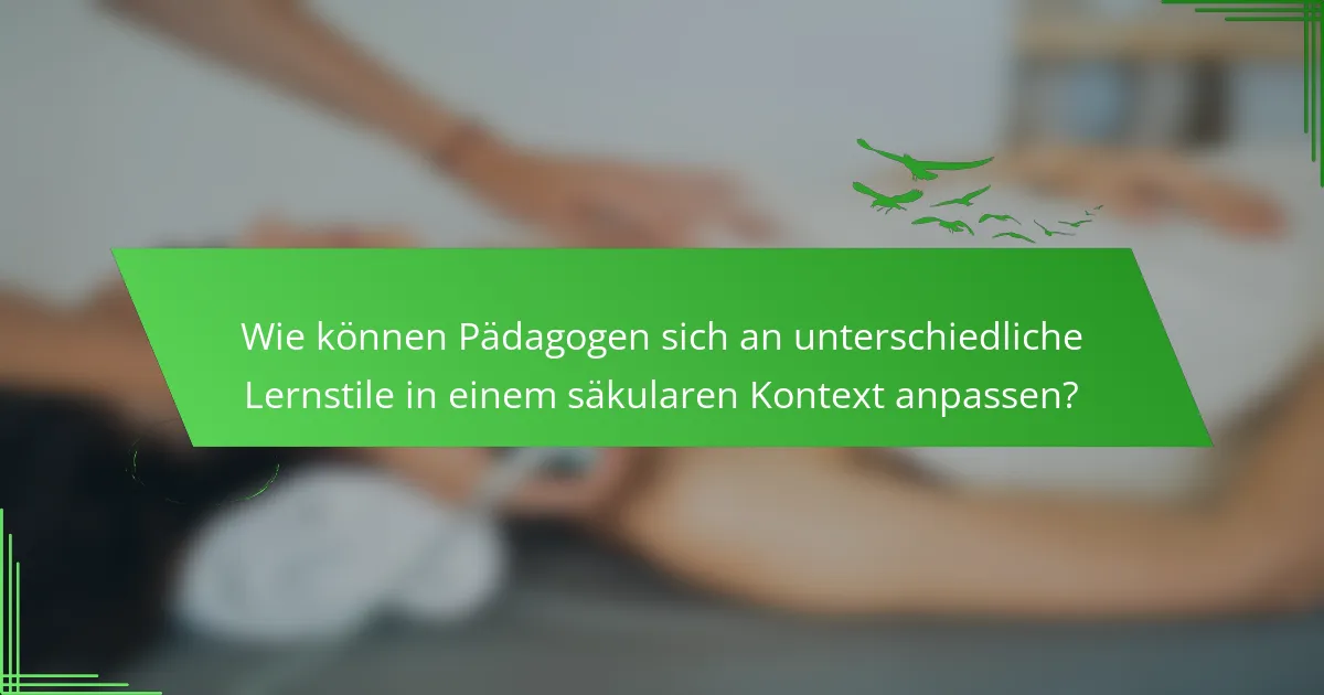 Wie können Pädagogen sich an unterschiedliche Lernstile in einem säkularen Kontext anpassen?