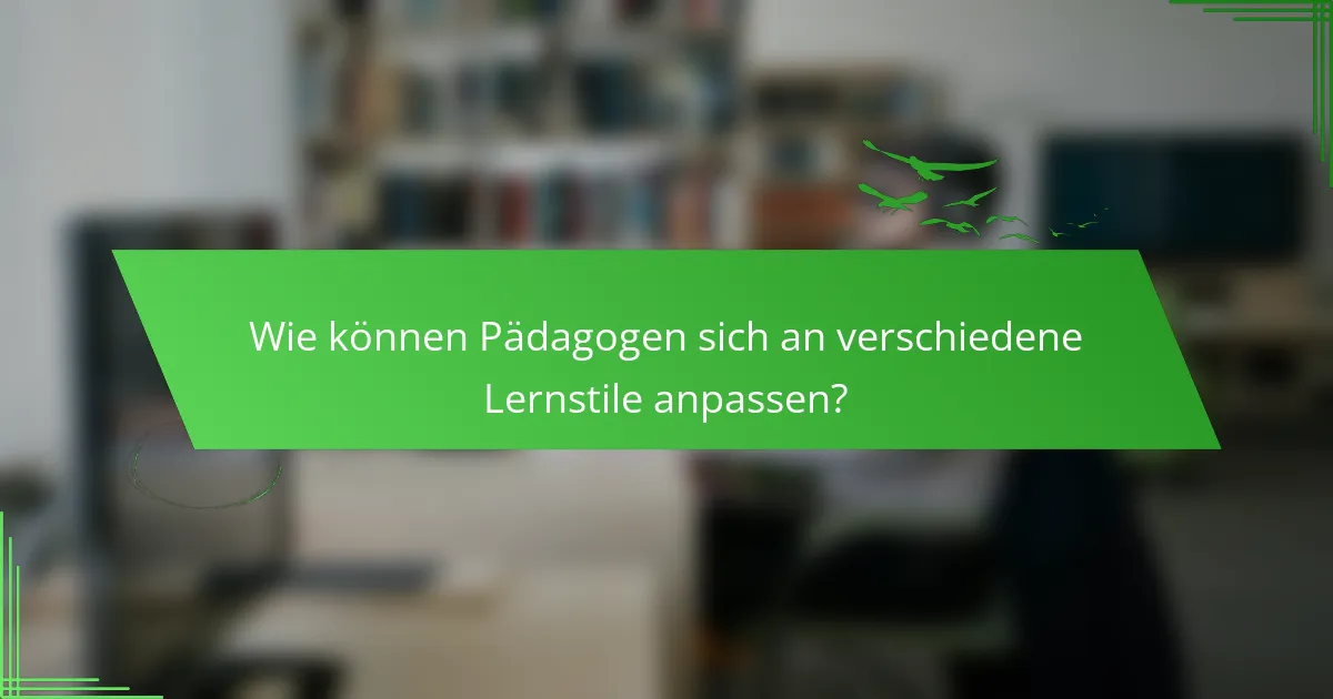 Wie können Pädagogen sich an verschiedene Lernstile anpassen?
