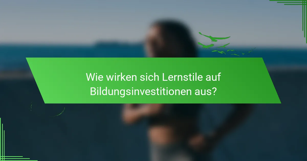 Wie wirken sich Lernstile auf Bildungsinvestitionen aus?